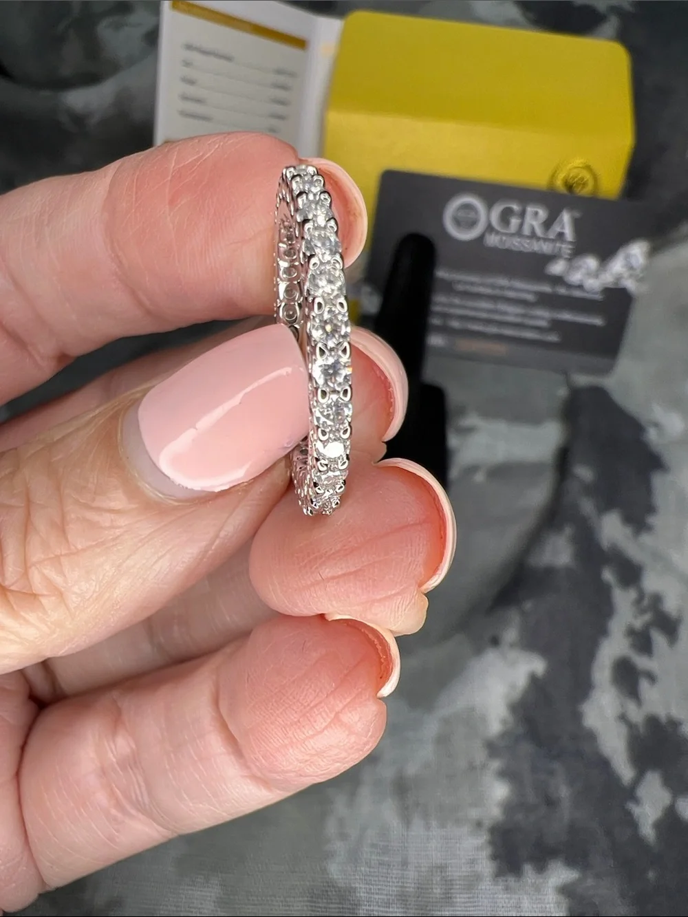 Sterling Silver 925 Moissanite Round Cut Eternity Band in White
